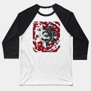 Black and White Flower Baseball T-Shirt